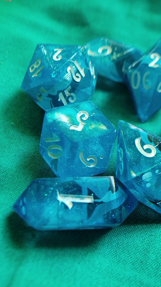 We're yacht hungry 7 piece ttrpg resin dice set